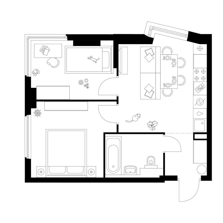 2-BD Apartment Sale, 44.1 sq. m. at Kronshtadtskiy 9, Kronshtadtsky Boulevard, 9с21, Moscow, Russia #1