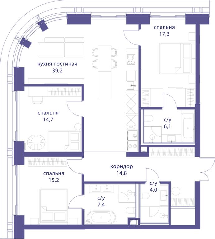 3-BD Apartment Sale, 118.7 sq. m. at Tatarskaya 35, Bolshaya Tatarskaya Street, Moscow, Russia #1 3-BD Apartment Sale, 118.7 sq. m. at Tatarskaya 35, Bolshaya Tatarskaya Street, Moscow, Russia #1