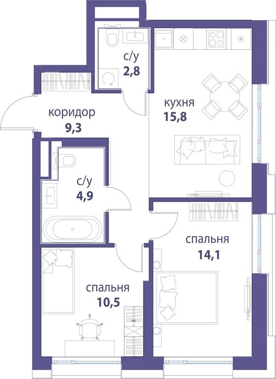 Продажа 2-комн. квартиры, 57,4 м² в ЖК «Символ», проезд Невельского, 6к1, Москва, Россия #1 Продажа 2-комн. квартиры, 57,4 м² в ЖК «Символ», проезд Невельского, 6к1, Москва, Россия #1