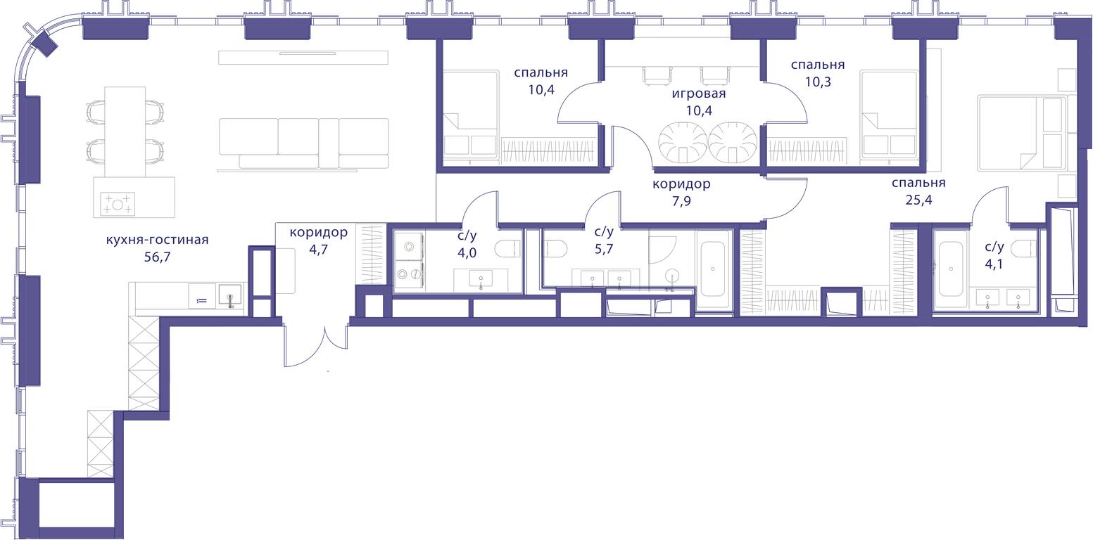 4-BD Apartment Sale, 139.6 sq. m. at Tatarskaya 35, Bolshaya Tatarskaya Street, Moscow, Russia #1