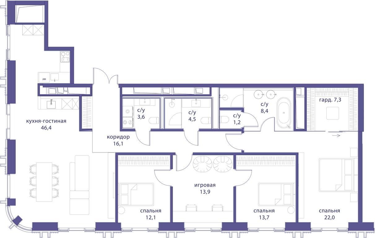 4-BD Apartment Sale, 149.2 sq. m. at Tatarskaya 35, Bolshaya Tatarskaya Street, Moscow, Russia #1