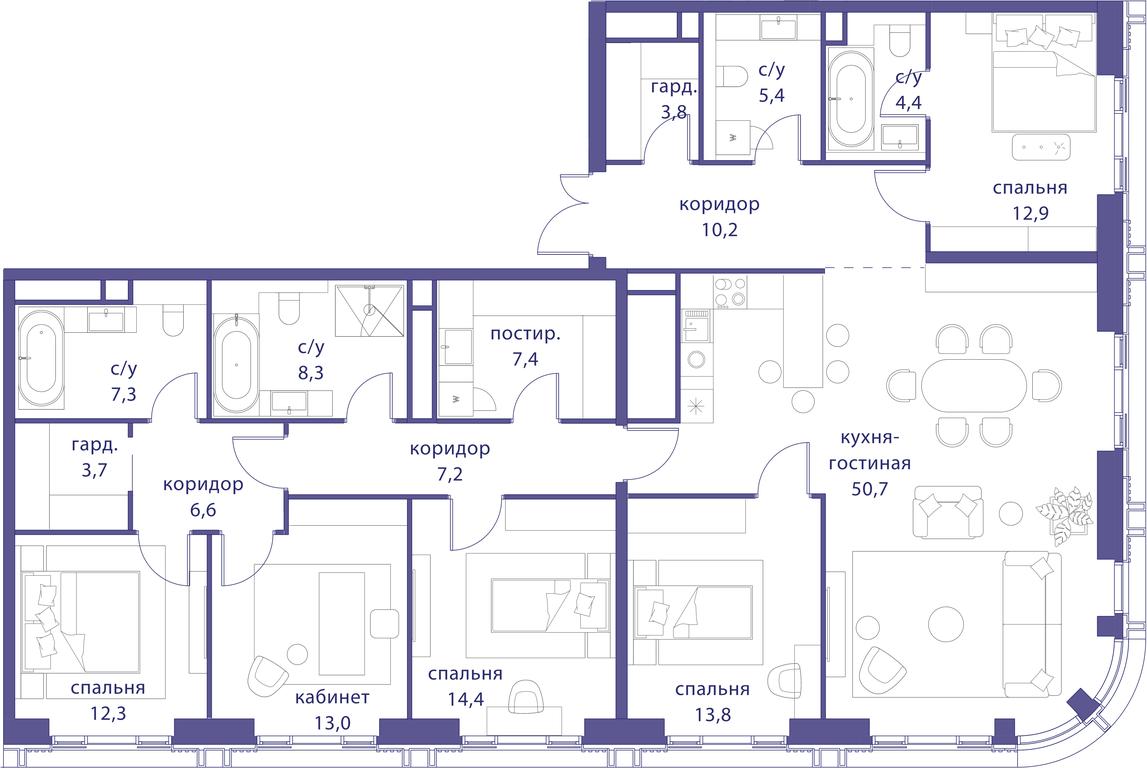 5-BD Apartment Sale, 181.4 sq. m. at Tatarskaya 35, Bolshaya Tatarskaya Street, Moscow, Russia #1