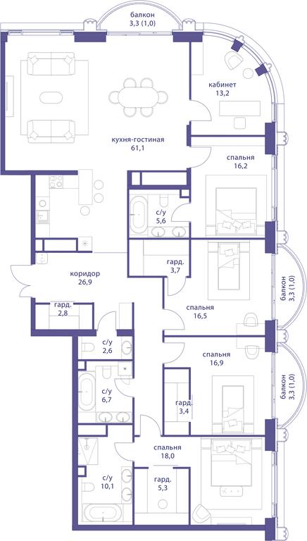 5-BD Apartment Sale, 212平方米 at Tatarskaya 35, Bolshaya Tatarskaya Street, Moscow, Russia #1