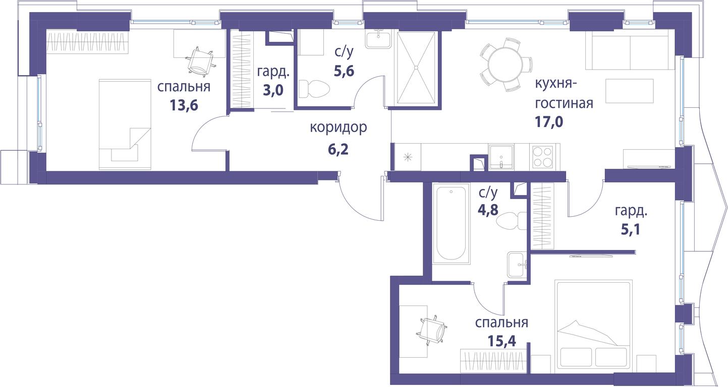 Продажа 2-комн. квартиры, 70,7 м² в ЖК «Символ», проезд Невельского, 6к1, Москва, Россия #1 Продажа 2-комн. квартиры, 70,7 м² в ЖК «Символ», проезд Невельского, 6к1, Москва, Россия #1