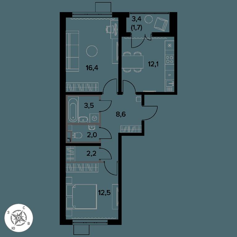 2-BD Apartment Sale, 59 sq. m. at Pervy Donskoj, zhiloy mikrorayon Sapronovo, derevnya Sapronovo, Leninskiy City District, Moscow Region, Russia #1 2-BD Apartment Sale, 59 sq. m. at Pervy Donskoj, zhiloy mikrorayon Sapronovo, derevnya Sapronovo, Leninskiy City District, Moscow Region, Russia #1