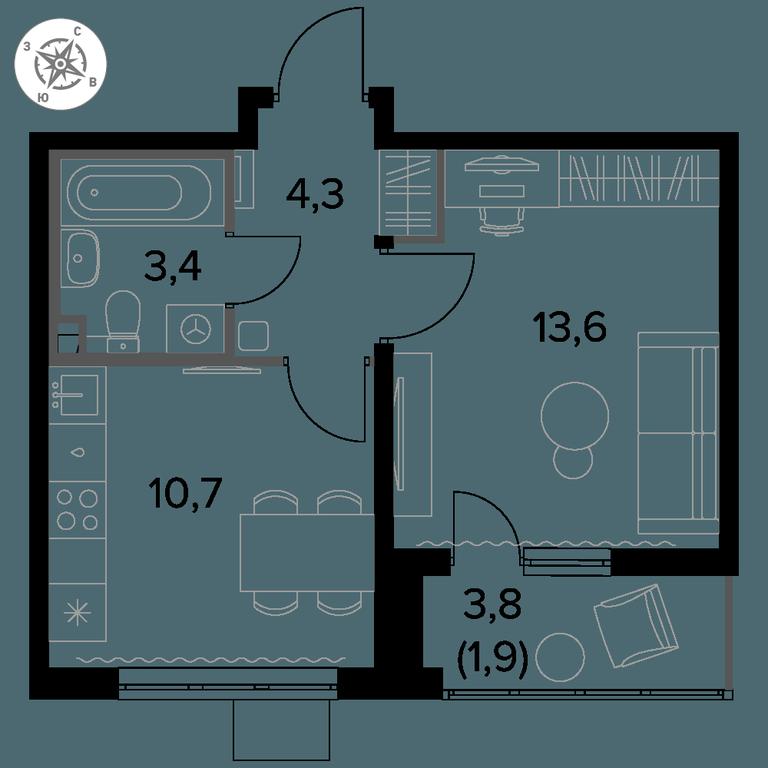 1-BD Apartment Sale, 33.9 sq. m. at Pervy Donskoj, zhiloy mikrorayon Sapronovo, derevnya Sapronovo, Leninskiy City District, Moscow Region, Russia #1 1-BD Apartment Sale, 33.9 sq. m. at Pervy Donskoj, zhiloy mikrorayon Sapronovo, derevnya Sapronovo, Leninskiy City District, Moscow Region, Russia #1