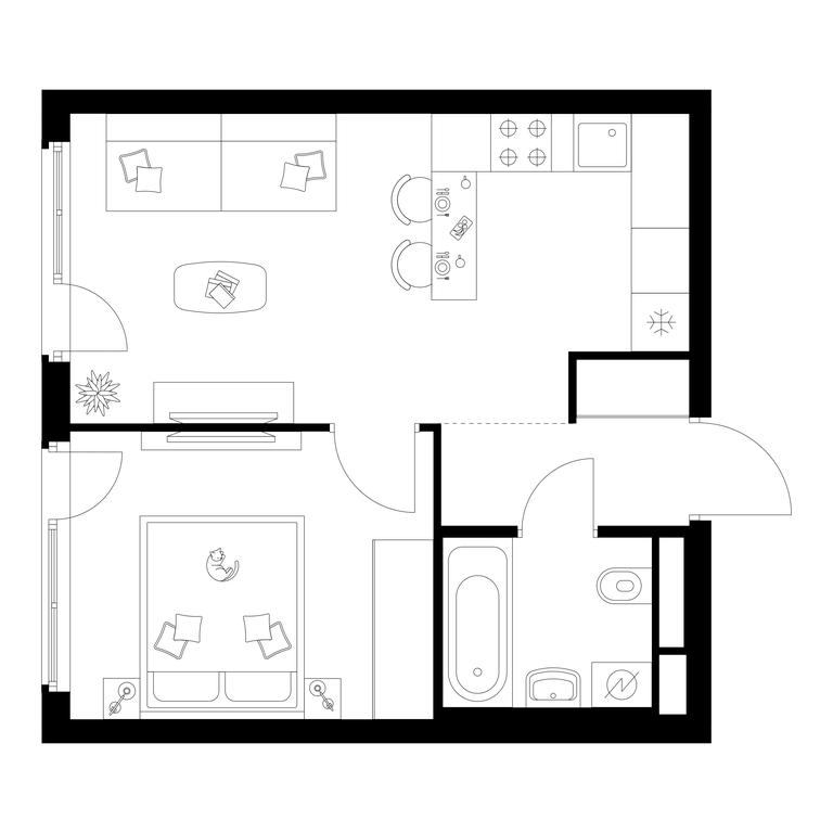 1-BD Apartment Sale, 35.7 sq. m. at Irtyshskiy Kvartal, 2nd Irtyshsky Drive, Moscow, Russia #1