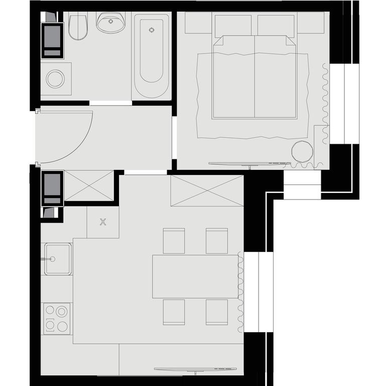 1-BD Apartment Sale, 28.7 sq. m. at Teatralnyi Kvartal, Rotmistrova Street, 2, Moscow, Russia #1