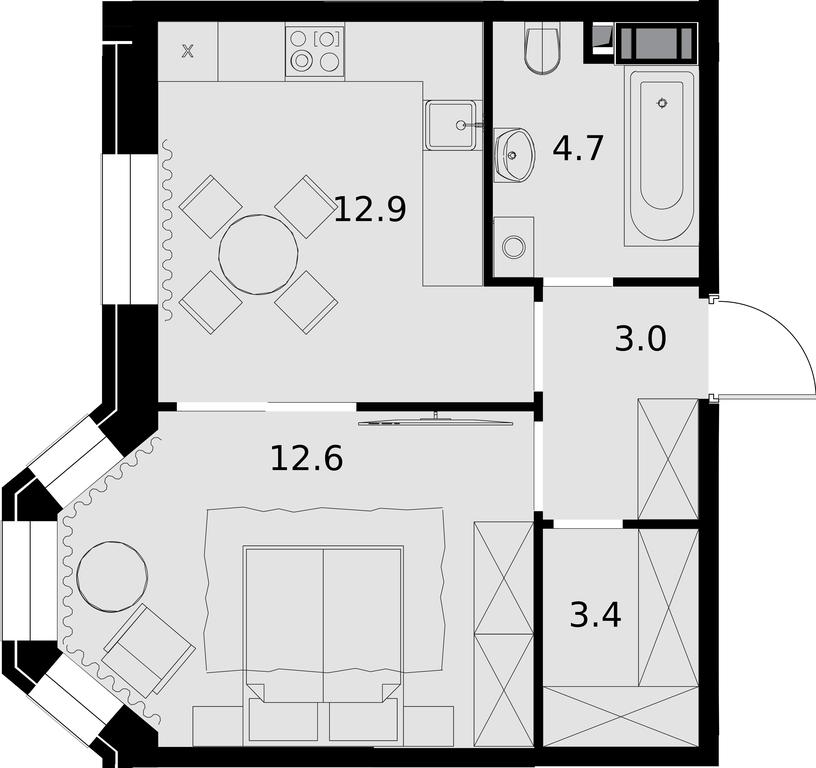 1-BD Apartment Sale, 37.1 sq. m. at Teatralnyi Kvartal, Rotmistrova Street, 2, Moscow, Russia #1