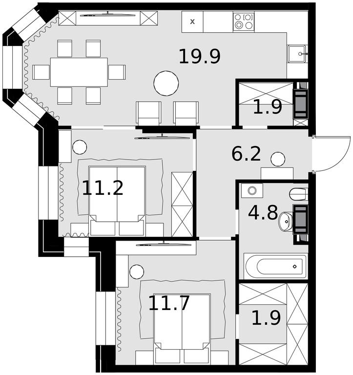 2-BD Apartment Sale, 62.4平方米 at Teatralnyi Kvartal, Rotmistrova Street, 2, Moscow, Russia #1 2-BD Apartment Sale, 62.4平方米 at Teatralnyi Kvartal, Rotmistrova Street, 2, Moscow, Russia #1