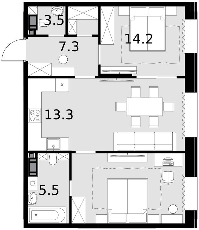 2-BD Apartment Sale, 55.5平方米 at Teatralnyi Kvartal, Rotmistrova Street, 2, Moscow, Russia #1 2-BD Apartment Sale, 55.5平方米 at Teatralnyi Kvartal, Rotmistrova Street, 2, Moscow, Russia #1