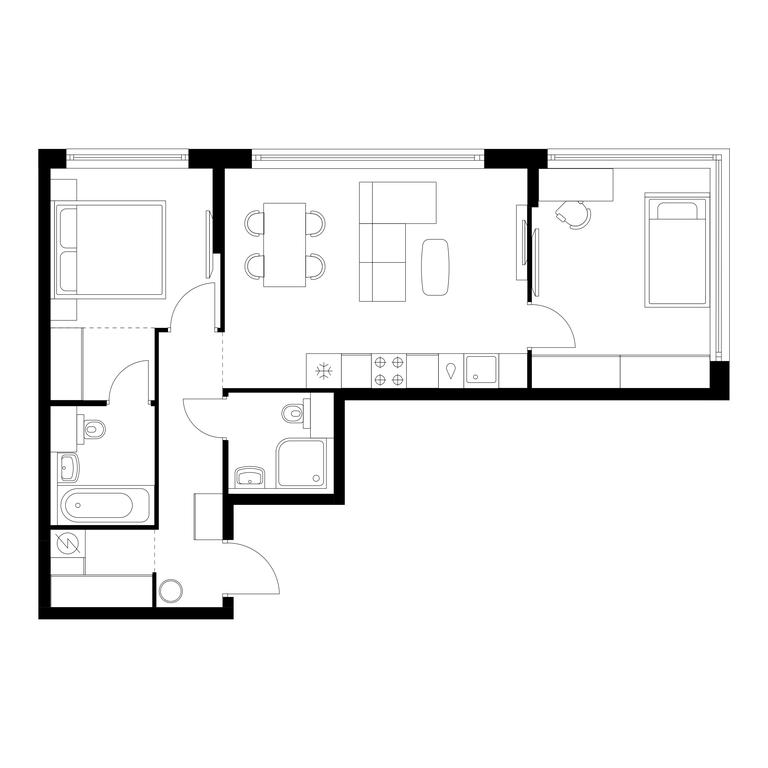 2-BD Apartment Sale, 59.6 sq. m. at Kutuzovskiy Kvartal, Ivana Franko Street, 20к1, Moscow, Russia #1 2-BD Apartment Sale, 59.6 sq. m. at Kutuzovskiy Kvartal, Ivana Franko Street, 20к1, Moscow, Russia #1