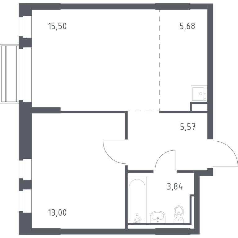 Apartment Sale, 42.9平方米 at Rublevskiy Kvartal, Laykovo Green Quarter, zhiloy kompleks Gorod-sobytiye Laykovo, selo Laykovo, Odintsovskiy City District, Moscow Region, Russia #1