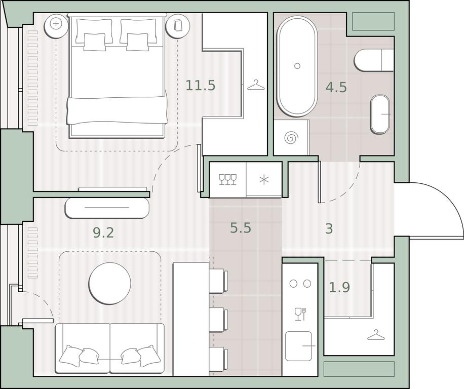 1-BD Apartment Sale, 35.6平方米 at Sreda na Lobachevskogo, Ochakovskoye Highway, Moscow, Russia #2