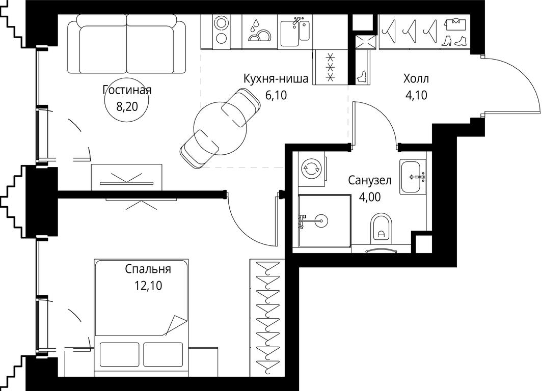 1-BD Apartment Sale, 34.5平方米 at SET, Vereyskaya Street, Moscow, Russia #1 1-BD Apartment Sale, 34.5平方米 at SET, Vereyskaya Street, Moscow, Russia #1