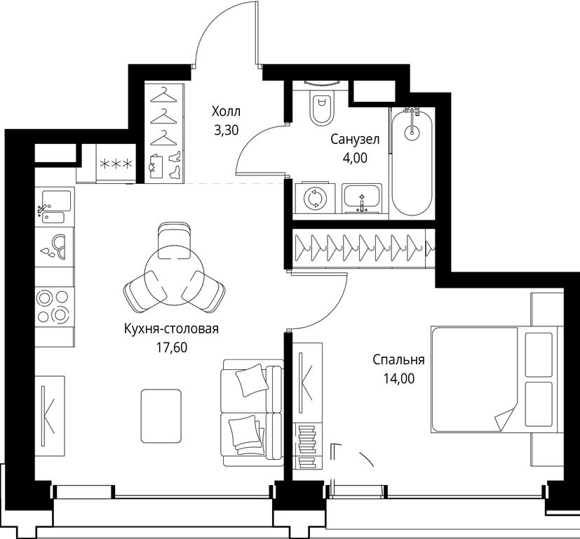 1-BD Apartment Sale, 38.9平方米 at SET, Vereyskaya Street, Moscow, Russia #1 1-BD Apartment Sale, 38.9平方米 at SET, Vereyskaya Street, Moscow, Russia #1