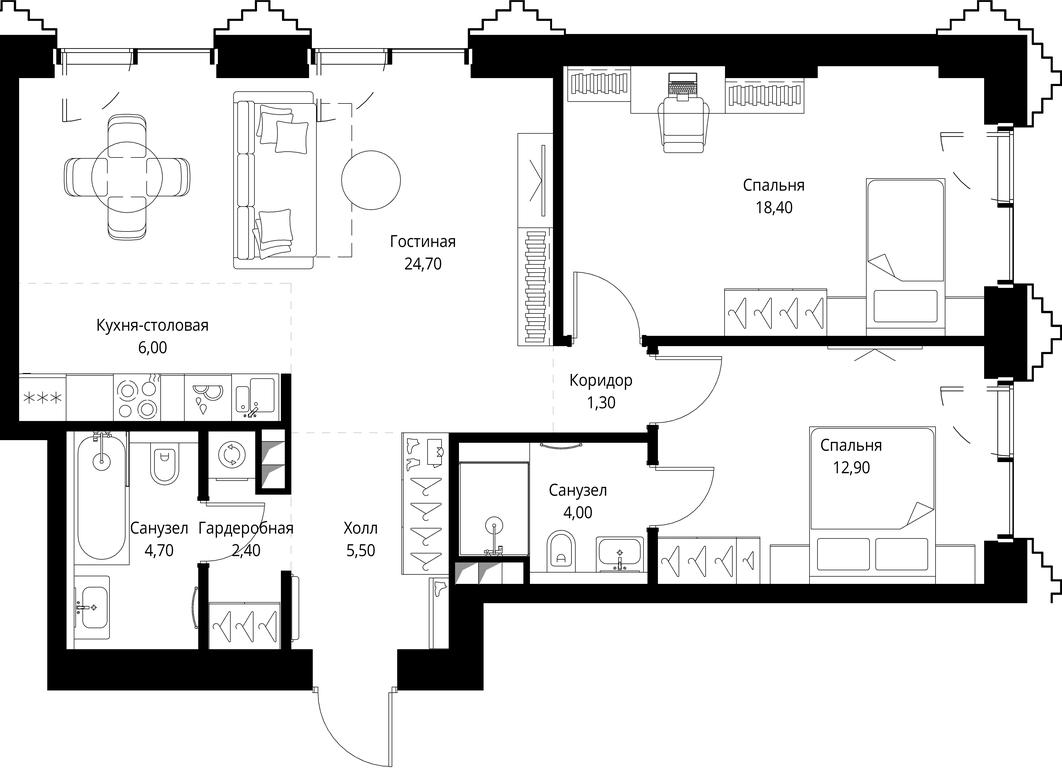 2-BD Apartment Sale, 79.9平方米 at SET, Vereyskaya Street, Moscow, Russia #1 2-BD Apartment Sale, 79.9平方米 at SET, Vereyskaya Street, Moscow, Russia #1