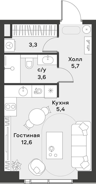 Apartment Sale, 30.6平方米 at Alia, Lyotnaya Street, 95Бк2, Moscow, Russia #1