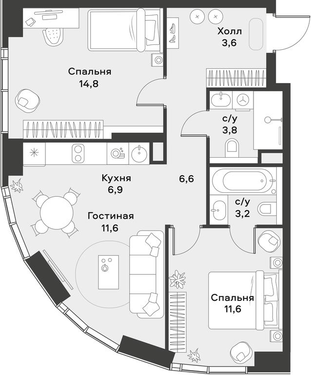 1-BD Apartment Sale, 62.1 sq. m. at Alia, Lyotnaya Street, 95Бк2, Moscow, Russia #1 1-BD Apartment Sale, 62.1 sq. m. at Alia, Lyotnaya Street, 95Бк2, Moscow, Russia #1