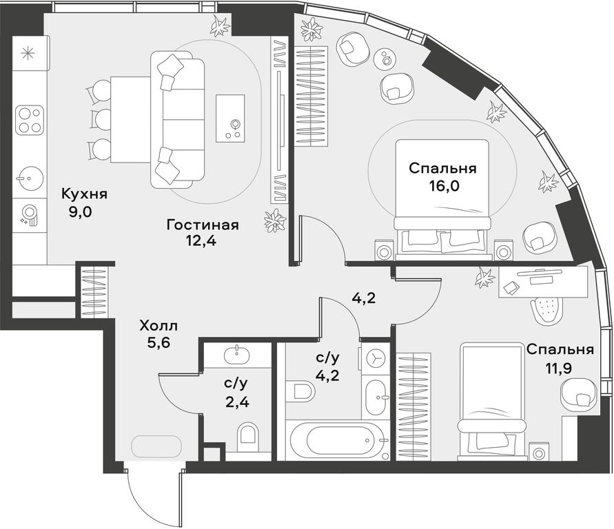 1-BD Apartment Sale, 65.7 sq. m. at Alia, Lyotnaya Street, 95Бк2, Moscow, Russia #1