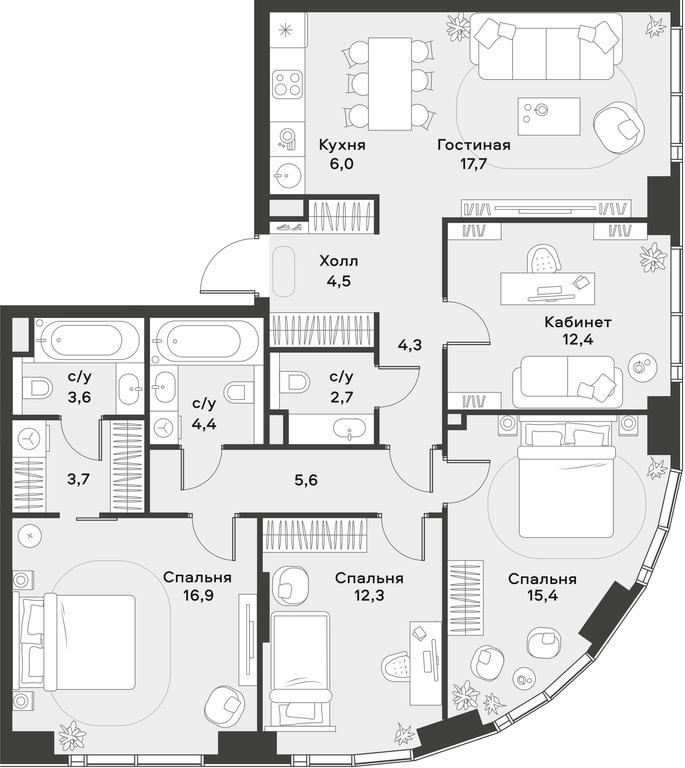 3-BD Apartment Sale, 109.5 sq. m. at Alia, Lyotnaya Street, 95Бк2, Moscow, Russia #1 3-BD Apartment Sale, 109.5 sq. m. at Alia, Lyotnaya Street, 95Бк2, Moscow, Russia #1