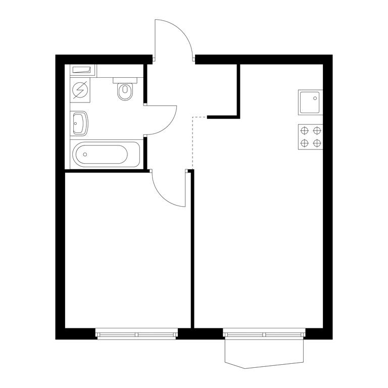 1-BD Apartment Sale, 36.8平方米 at Holland Park, Volokolamskoye Highway, 71/13к1, Moscow, Russia #2