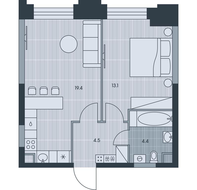 1-BD Apartment Sale, 41.4 sq. m. at Ever, Obrucheva Street, вл23, Moscow, Russia #1 1-BD Apartment Sale, 41.4 sq. m. at Ever, Obrucheva Street, вл23, Moscow, Russia #1