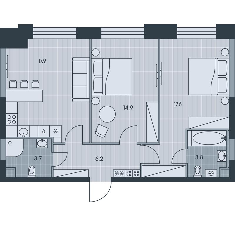 2-BD Apartment Sale, 64.1平方米 at Ever, Obrucheva Street, вл23, Moscow, Russia #1 2-BD Apartment Sale, 64.1平方米 at Ever, Obrucheva Street, вл23, Moscow, Russia #1