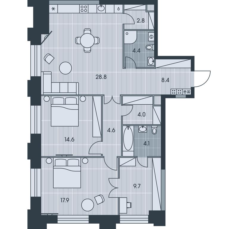 2-BD Apartment Sale, 99.9 sq. m. at Ever, Obrucheva Street, вл23, Moscow, Russia #1 2-BD Apartment Sale, 99.9 sq. m. at Ever, Obrucheva Street, вл23, Moscow, Russia #1