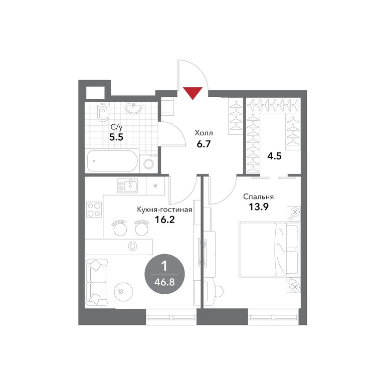 1-BD Apartment Sale, 46.8平方米 at Voxhall, Letnikovskaya Street, 4с2, Moscow, Russia #1 1-BD Apartment Sale, 46.8平方米 at Voxhall, Letnikovskaya Street, 4с2, Moscow, Russia #1