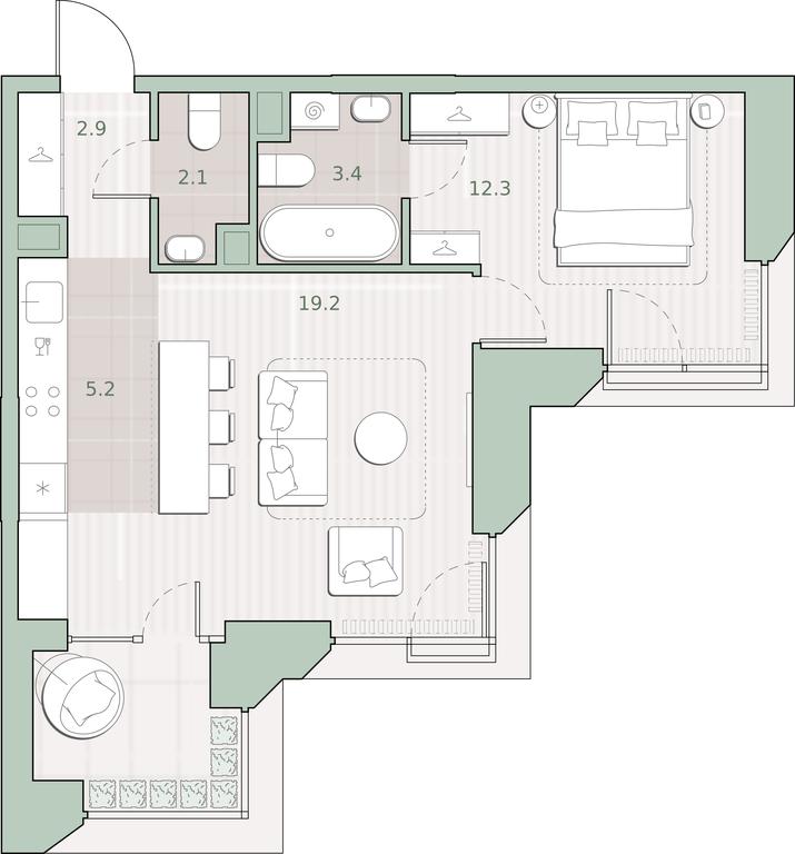 1-BD Apartment Sale, 47.4平方米 at Sreda na Lobachevskogo, Ochakovskoye Highway, Moscow, Russia #1 1-BD Apartment Sale, 47.4平方米 at Sreda na Lobachevskogo, Ochakovskoye Highway, Moscow, Russia #1