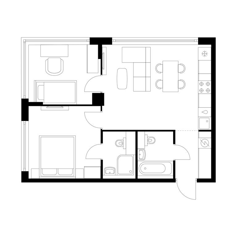 2-BD Apartment Sale, 54.4平方米 at Kutuzovskiy Kvartal, Ivana Franko Street, 20к1, Moscow, Russia #1 2-BD Apartment Sale, 54.4平方米 at Kutuzovskiy Kvartal, Ivana Franko Street, 20к1, Moscow, Russia #1