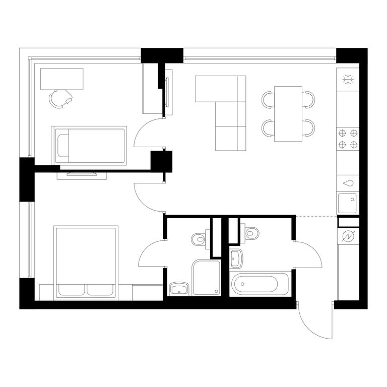 2-BD Apartment Sale, 54.4平方米 at Kutuzovskiy Kvartal, Ivana Franko Street, 20к1, Moscow, Russia #2 2-BD Apartment Sale, 54.4平方米 at Kutuzovskiy Kvartal, Ivana Franko Street, 20к1, Moscow, Russia #2