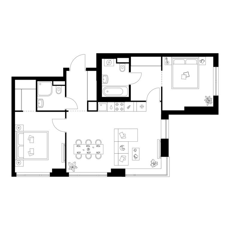 2-BD Apartment Sale, 64.3 sq. m. at Kavkazskiy Bulvar 51, Kavkazsky Boulevard, 51с3, Moscow, Russia #1
