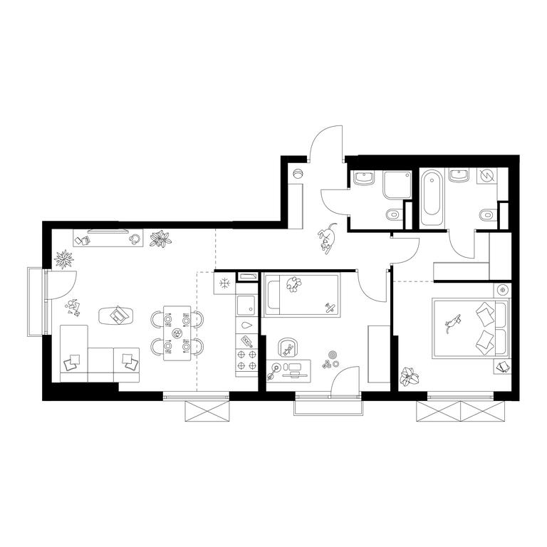 2-BD Apartment Sale, 61.7 sq. m. at Salarevo Park, Salaryevskaya Street, 8к1, Moskovskiy Settlement, Moscow, Russia #1