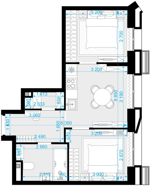 2-BD Apartment Sale, 39.3 sq. m. at Novaya Zvezda, Bachurinskaya ulitsa, 11, Settlement of Kommunarka, Moscow, Russia #1