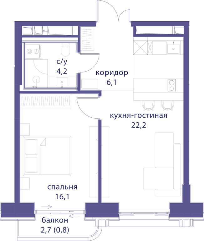 1-BD Apartment Sale, 49.4平方米 at Tatarskaya 35, Bolshaya Tatarskaya Street, Moscow, Russia #1