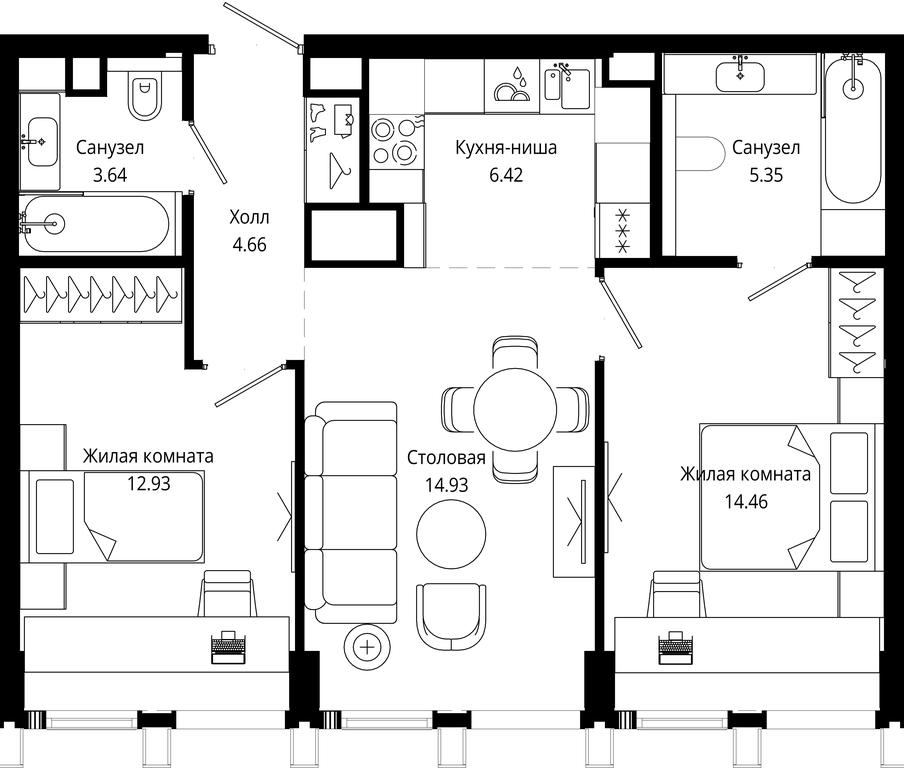 2-BD Apartment Sale, 62.34平方米 at Mod, 4th Maryinoy Roschi Street, 12с9, Moscow, Russia #1 2-BD Apartment Sale, 62.34平方米 at Mod, 4th Maryinoy Roschi Street, 12с9, Moscow, Russia #1