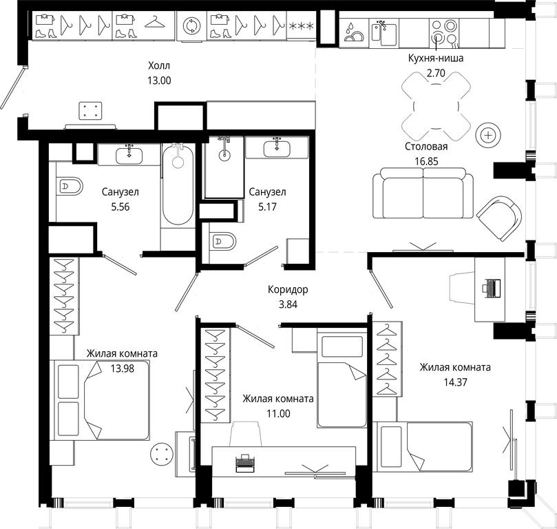 3-BD Apartment Sale, 86.47 sq. m. at Mod, 4th Maryinoy Roschi Street, 12с9, Moscow, Russia #1 3-BD Apartment Sale, 86.47 sq. m. at Mod, 4th Maryinoy Roschi Street, 12с9, Moscow, Russia #1