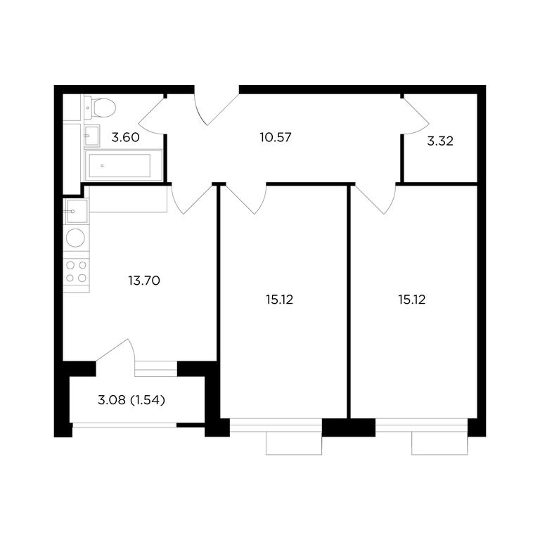 2-BD Apartment Sale, 63平方米 at TopHills, Elektrolitny Drive, 7Ас3, Moscow, Russia #1