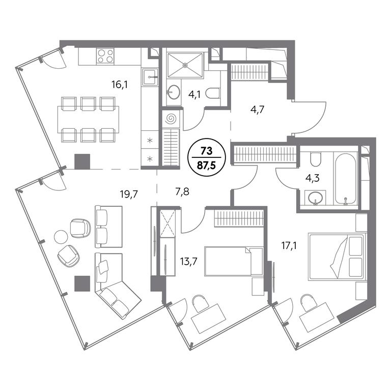 Продажа 3-комн. квартиры, 87,5 м² в ЖК «Монблан», Шлюзовая набережная, 2/1с1, Москва, Россия #1 Продажа 3-комн. квартиры, 87,5 м² в ЖК «Монблан», Шлюзовая набережная, 2/1с1, Москва, Россия #1