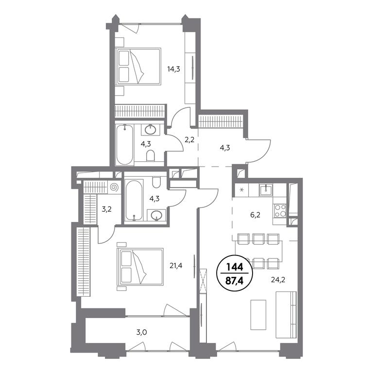3-BD Apartment Sale, 87.4 sq. m. at Monblan, Shlyuzovaya Embankment, 2/1с1, Moscow, Russia #1 3-BD Apartment Sale, 87.4 sq. m. at Monblan, Shlyuzovaya Embankment, 2/1с1, Moscow, Russia #1