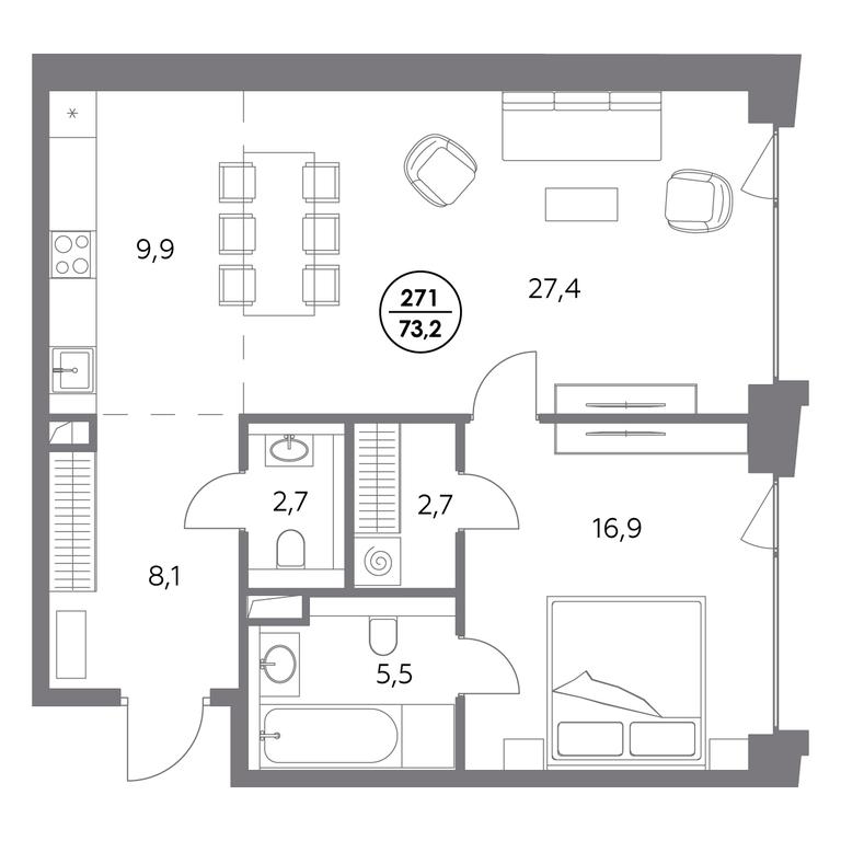 2-BD Apartment Sale, 73.2平方米 at Monblan, Shlyuzovaya Embankment, 2/1с1, Moscow, Russia #1 2-BD Apartment Sale, 73.2平方米 at Monblan, Shlyuzovaya Embankment, 2/1с1, Moscow, Russia #1