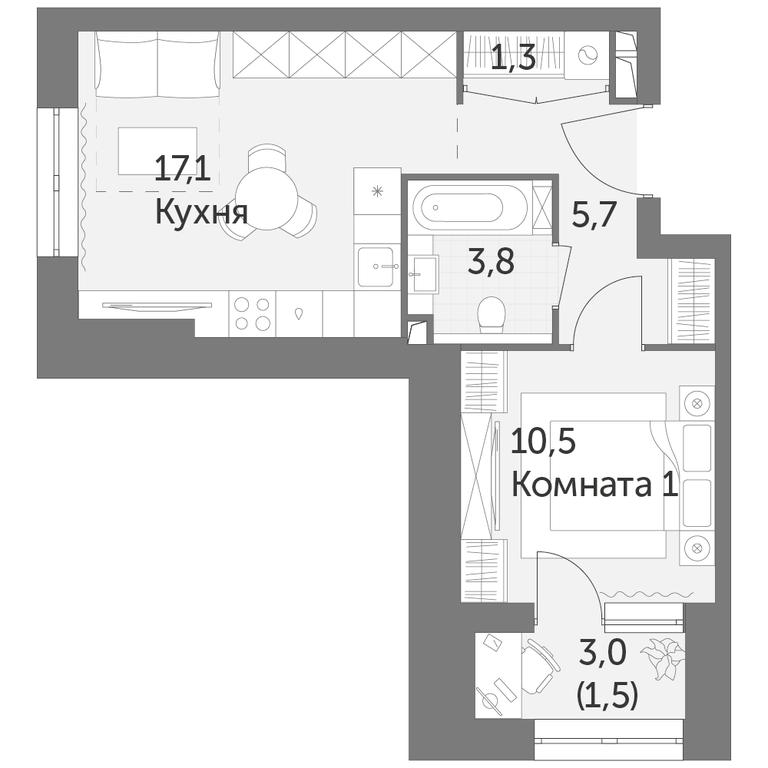 1-BD Apartment Sale, 39.9平方米 at Rezhisser, Vilgelma Pika Street, 3, Moscow, Russia #1 1-BD Apartment Sale, 39.9平方米 at Rezhisser, Vilgelma Pika Street, 3, Moscow, Russia #1