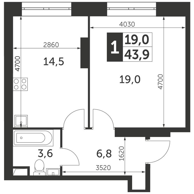 1-BD Apartment Sale, 43.9 sq. m. at Arkhitektor, Akademika Volgina Street, 2Д, Moscow, Russia #1