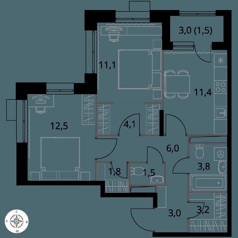 2-BD Apartment Sale, 59.9 sq. m. at 1-y Salarevskiy, Kiyevskoye Highway, Moskovskiy Settlement, Moscow, Russia #1 2-BD Apartment Sale, 59.9 sq. m. at 1-y Salarevskiy, Kiyevskoye Highway, Moskovskiy Settlement, Moscow, Russia #1