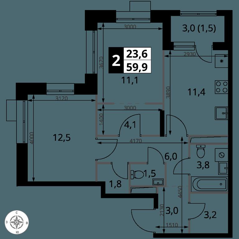 2-BD Apartment Sale, 59.9 sq. m. at 1-y Salarevskiy, Kiyevskoye Highway, Moskovskiy Settlement, Moscow, Russia #2 2-BD Apartment Sale, 59.9 sq. m. at 1-y Salarevskiy, Kiyevskoye Highway, Moskovskiy Settlement, Moscow, Russia #2