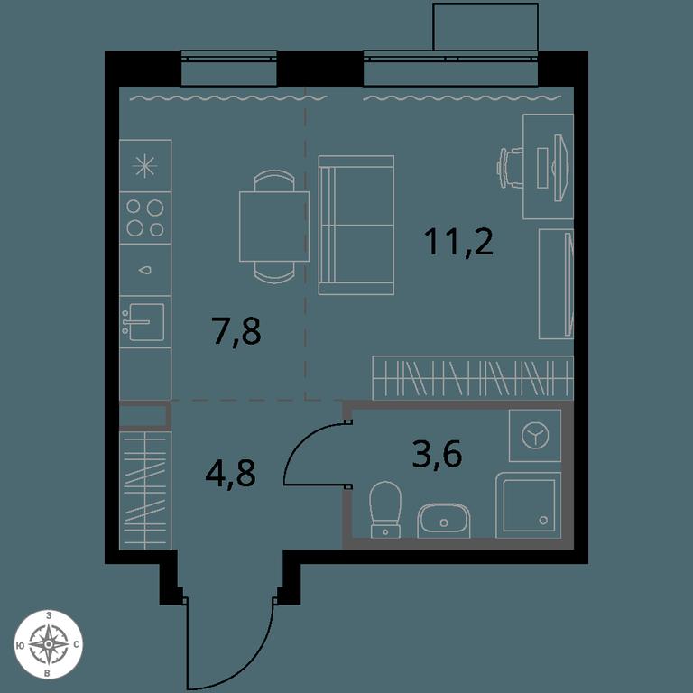 Apartment Sale, 27.4 sq. m. at 1-y Salarevskiy, Kiyevskoye Highway, Moskovskiy Settlement, Moscow, Russia #1