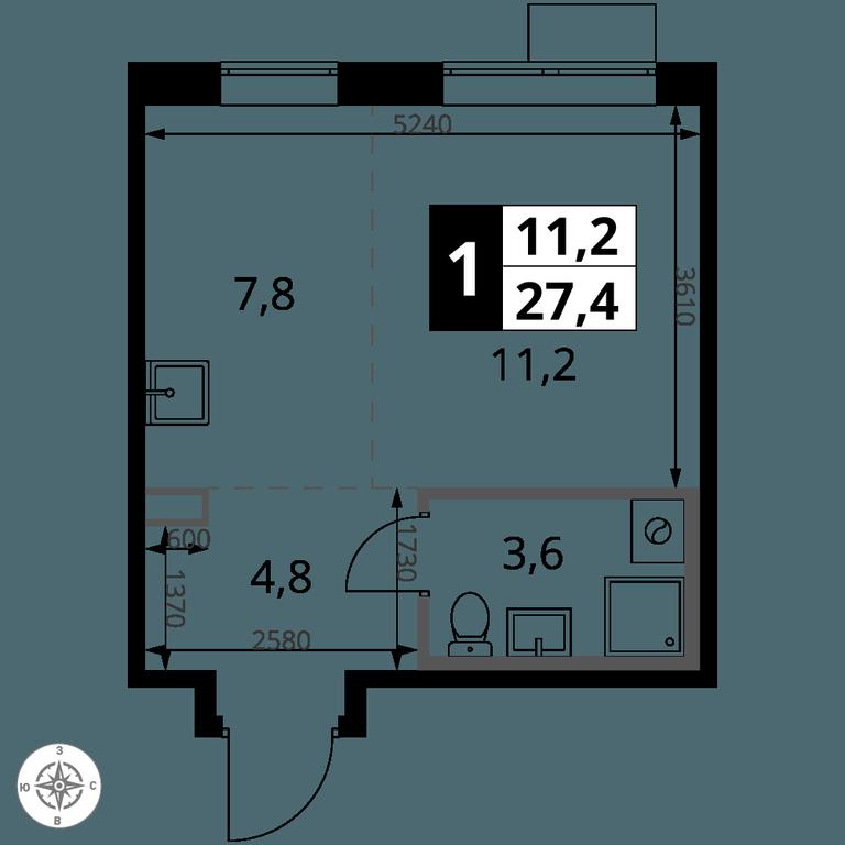 Apartment Sale, 27.4 sq. m. at 1-y Salarevskiy, Kiyevskoye Highway, Moskovskiy Settlement, Moscow, Russia #2