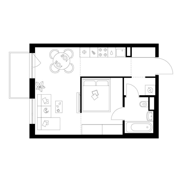 1-BD Apartment Sale, 35.3平方米 at Kavkazskiy Bulvar 51, Kavkazsky Boulevard, 51с3, Moscow, Russia #1